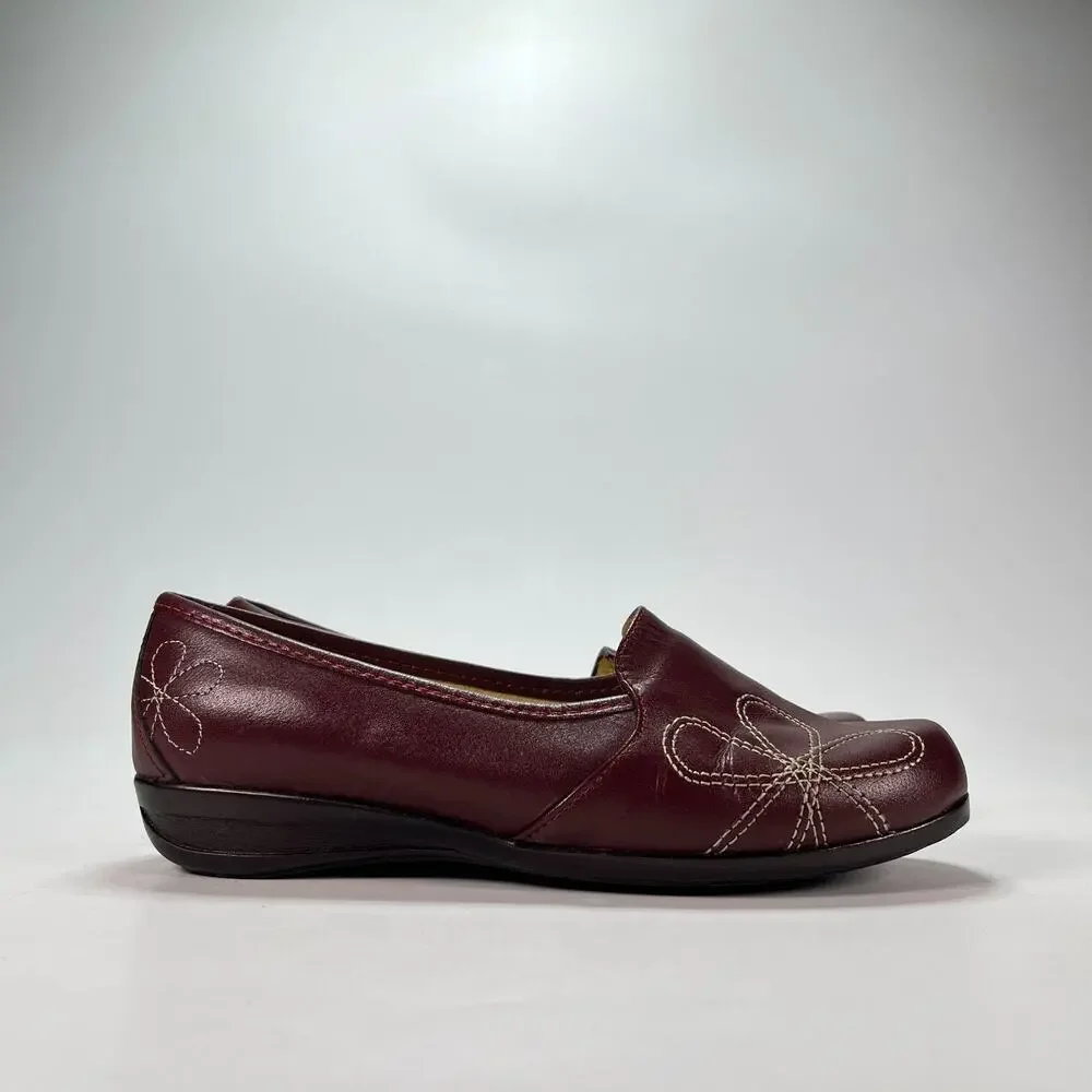 Paoli Burgundy Wine Leather Loafers Shoes Slip On Sandals Women’s Size 6.5